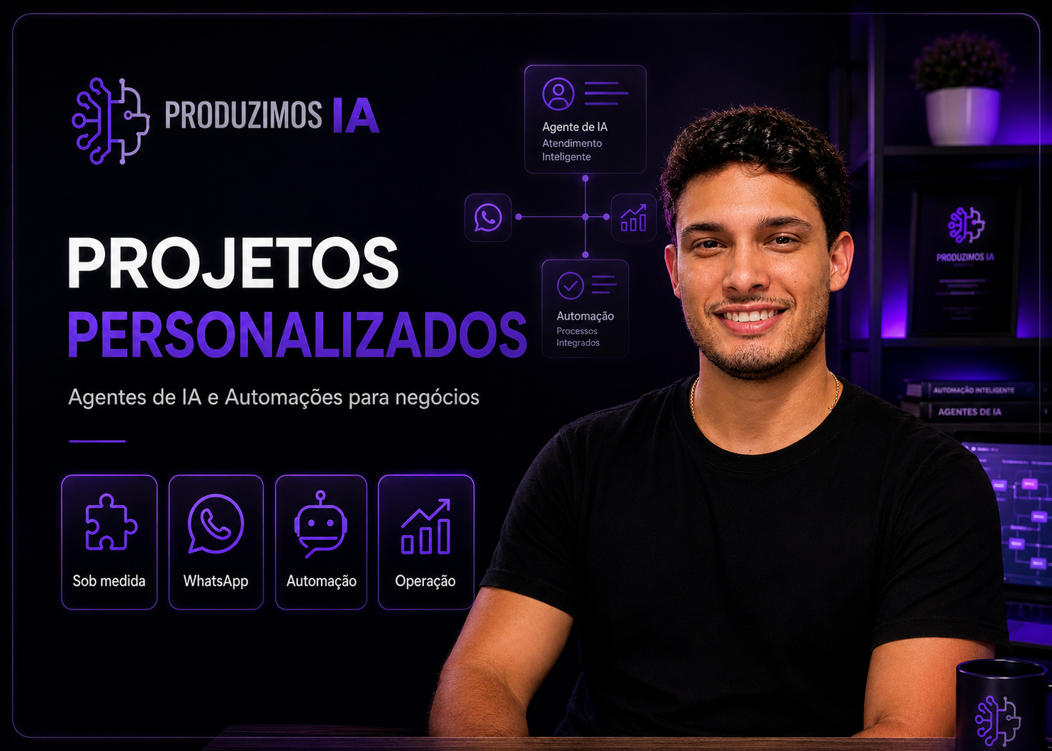Projetos personalizados com agentes de IA e automações para negócios.